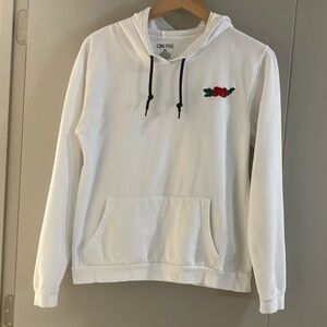 On Fire 100%Cotton Hoodie with Heart Appliqué in Front